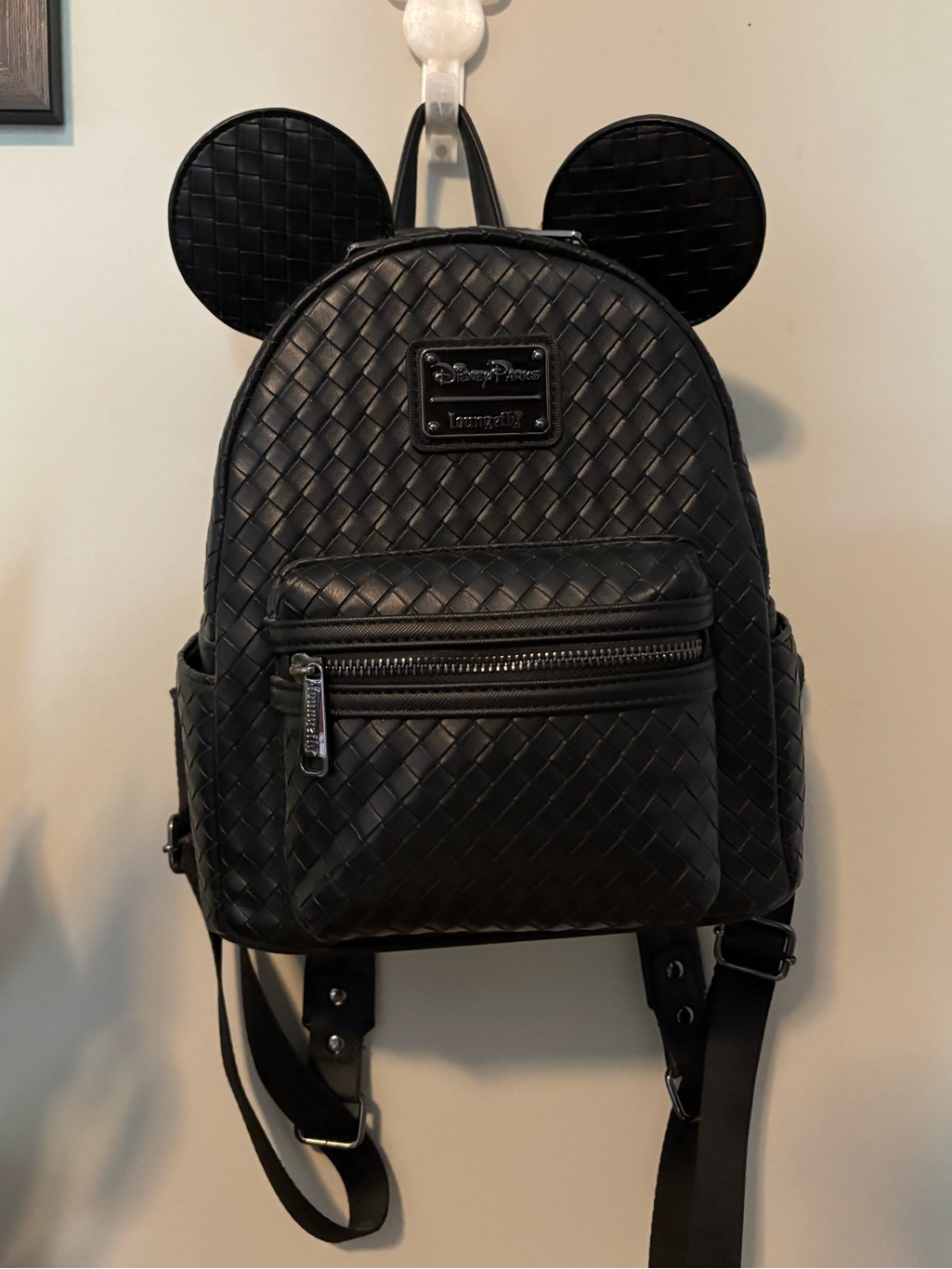 Loungefly Black Woven Mickey Ear Mini Backpack